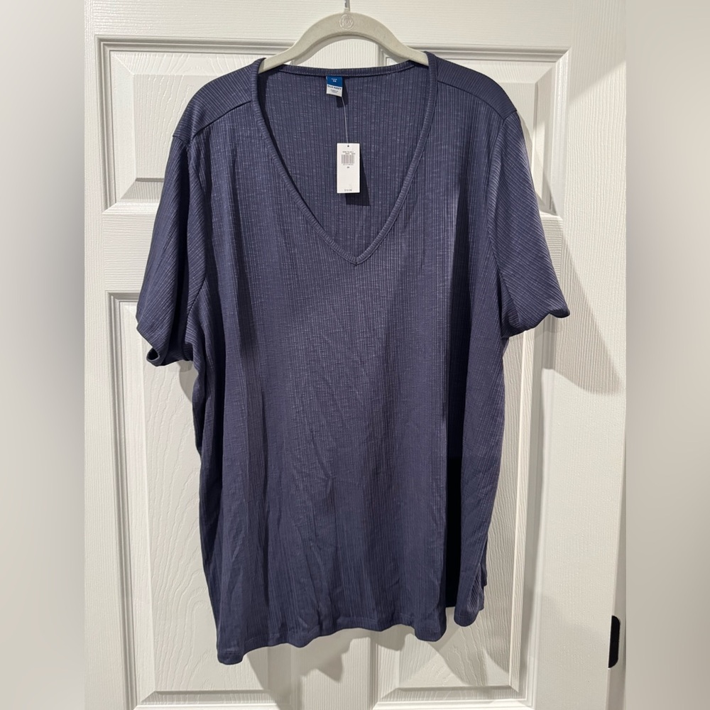Old Navy Blue Ribbed V-Neck Top